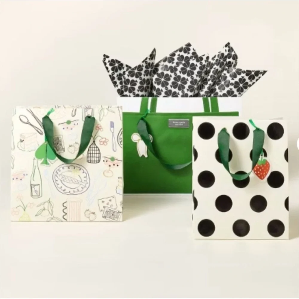 Kate Spade New York X Target Set of 3 Gift Bags with Tissue NEW